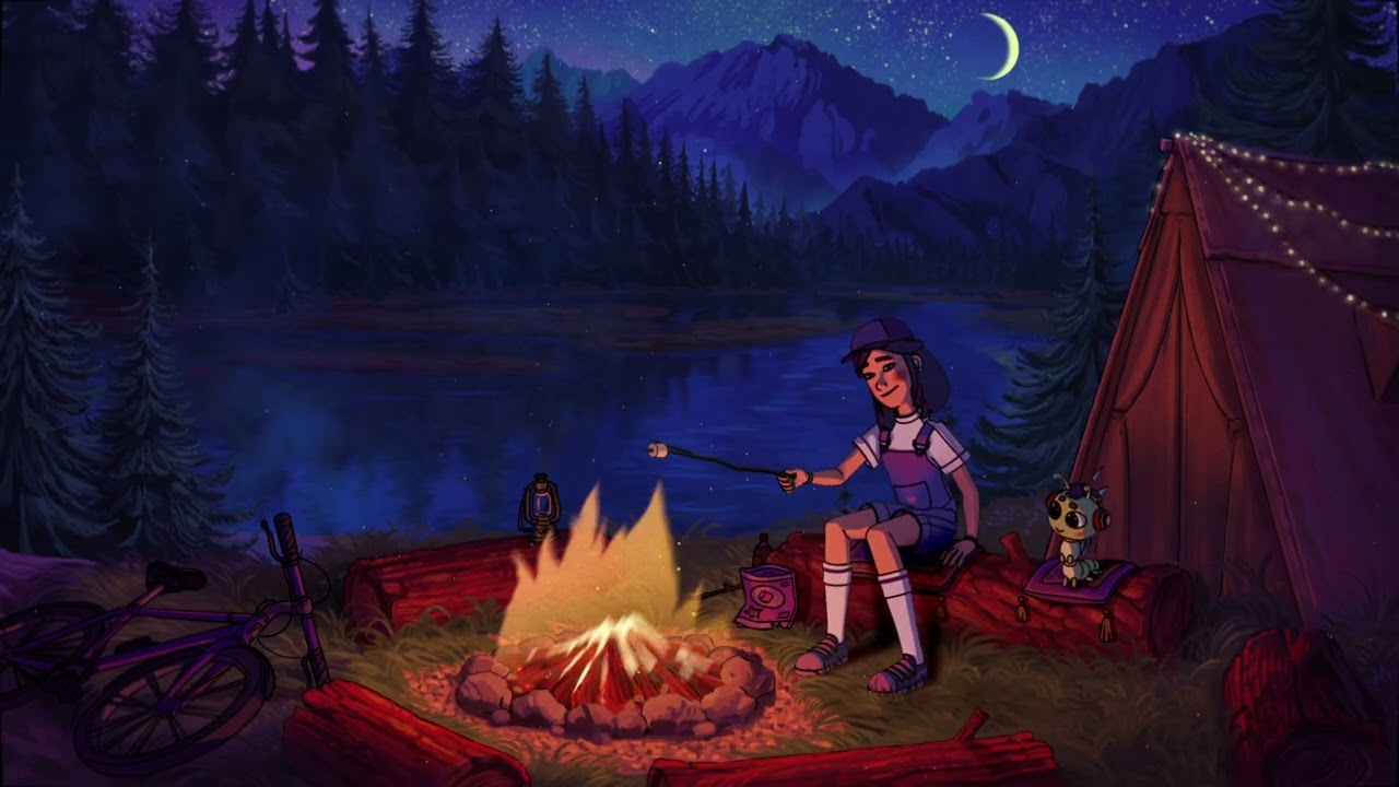 cozy crackling campfire lofi🏕️🌌 cozy chill beats for stress relief and sleeping🌲 (calm your anxiety)