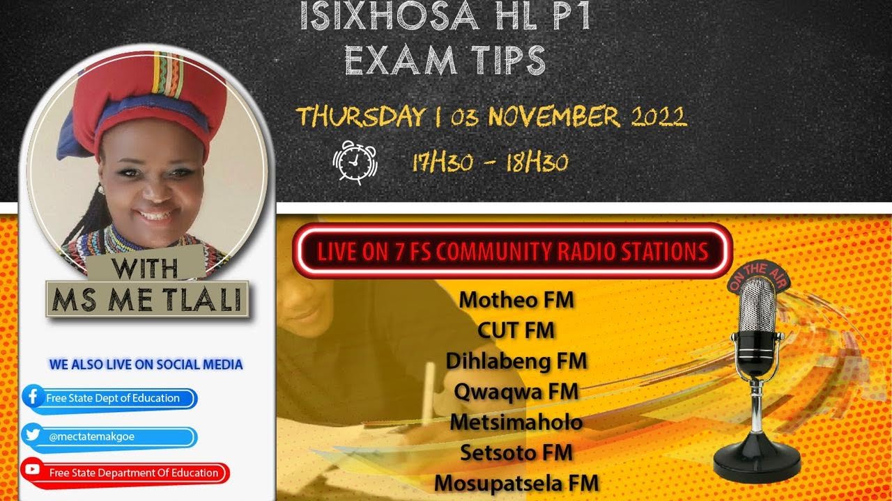 FREE STATE DEPARTMENT OF EDUCATION ISIXHOSA HL P1 EXAM TIPS