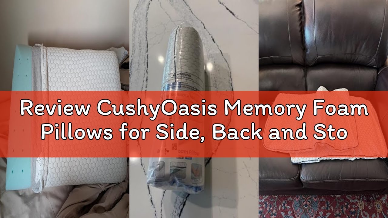 Review CushyOasis Memory Foam Pillows for Side, Back and Stomach Sleepers, Bed Pillow with Washable