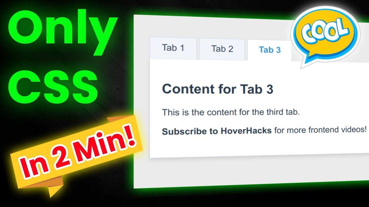 How To Create Tabs with only HTML & CSS | quick css tutorial | custom tabs in html css