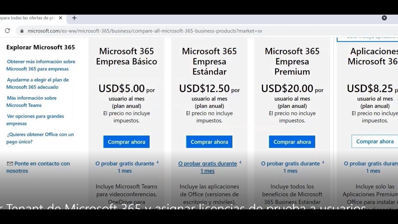 Crear Tenant de administración de Microsoft / Office 365 y asignar licencias a usuarios.