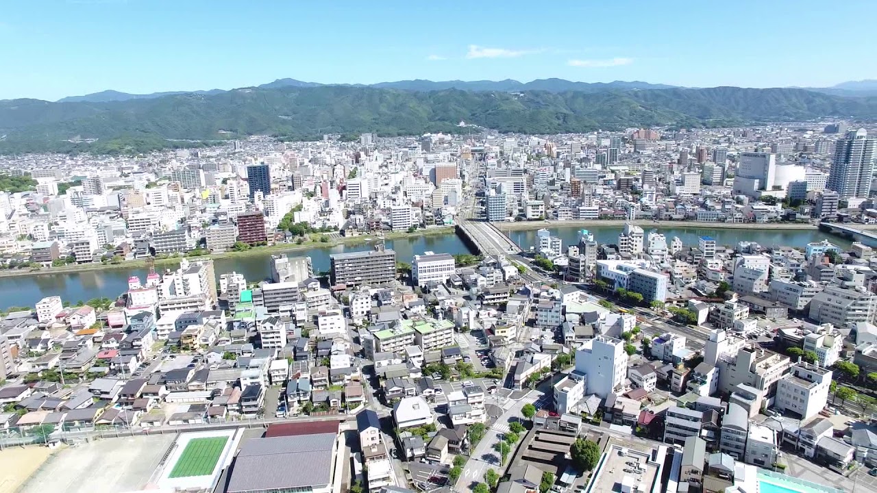 【高知・空撮】事務所上空より高知市内を望む（ファントム４）