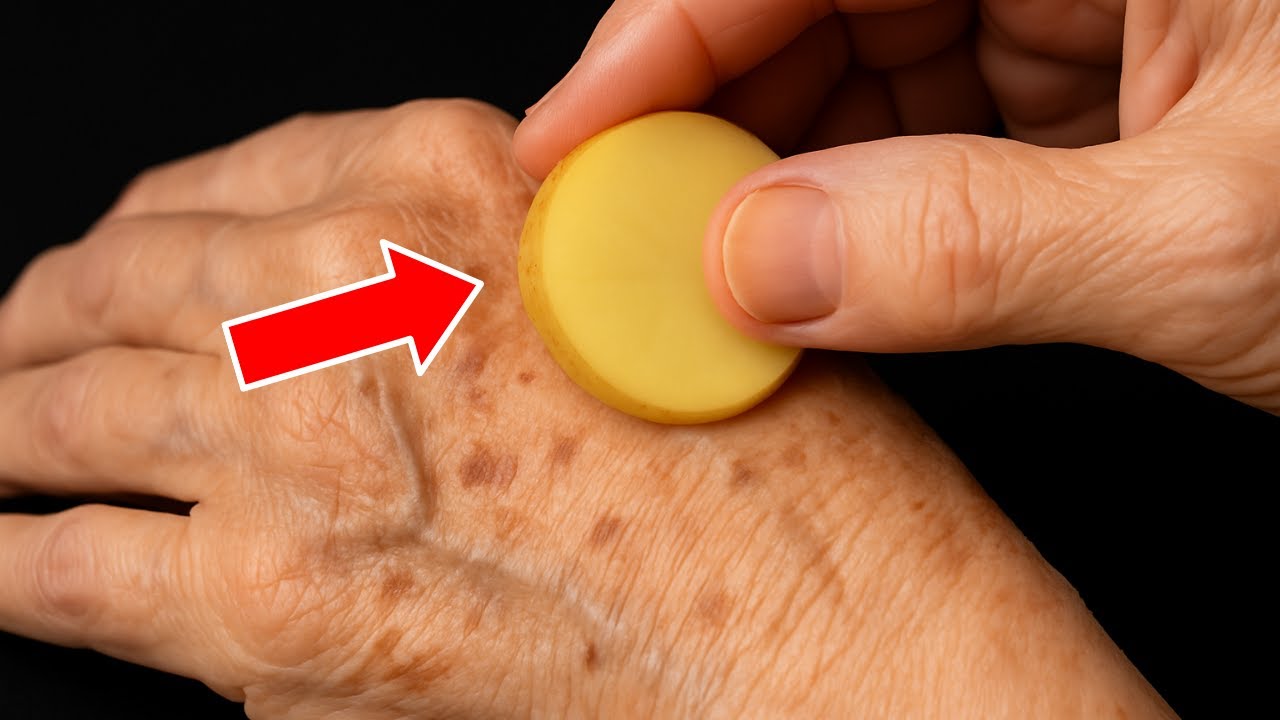 Macchie dell&rsquo;Et&agrave; Sparite in 20 Minuti con Patata e Zenzero!😱 (Metodo Facile e Veloce)