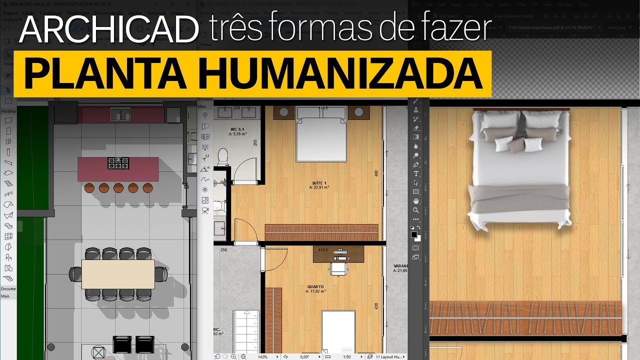 ARCHICAD - PLANTAS HUMANIZADAS - Três Formas de Fazer | EPI 2 | ARCHICAD Raiz