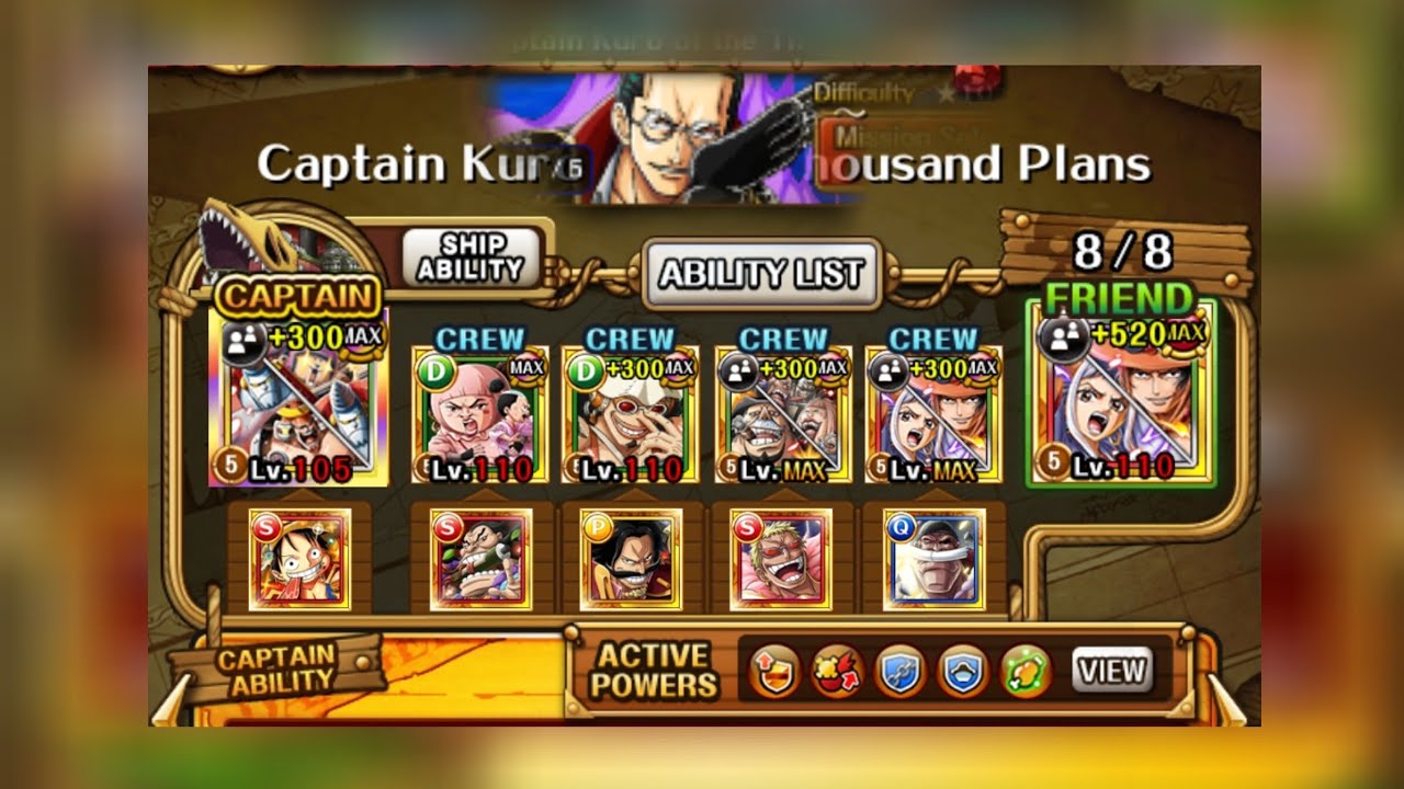 [OPTC] Grand Voyage VS.Captain Kuro of the Thousand Plans!! Level 4. (No Ace & Sabo , Borsalino)