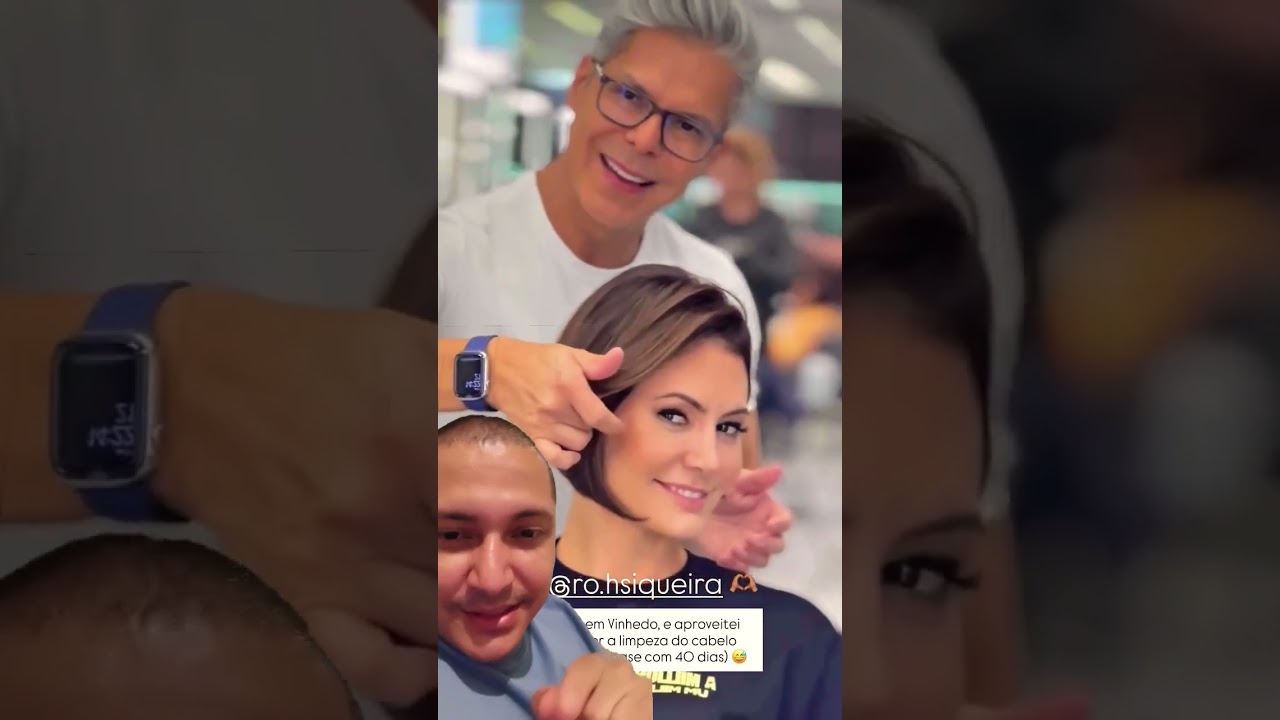 Michelle Bolsonaro renovando seu corte de cabelo