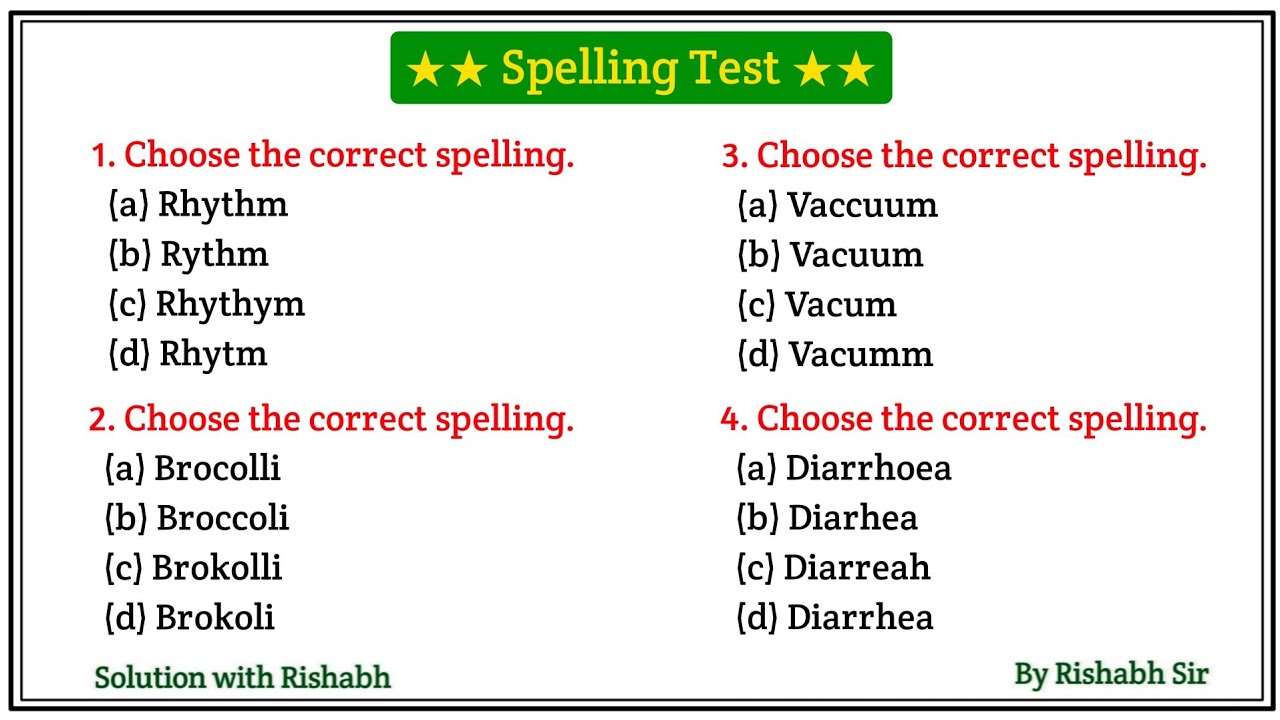 Spelling Test | English Spelling practice | Correct Spelling | Correct spelling of words in english