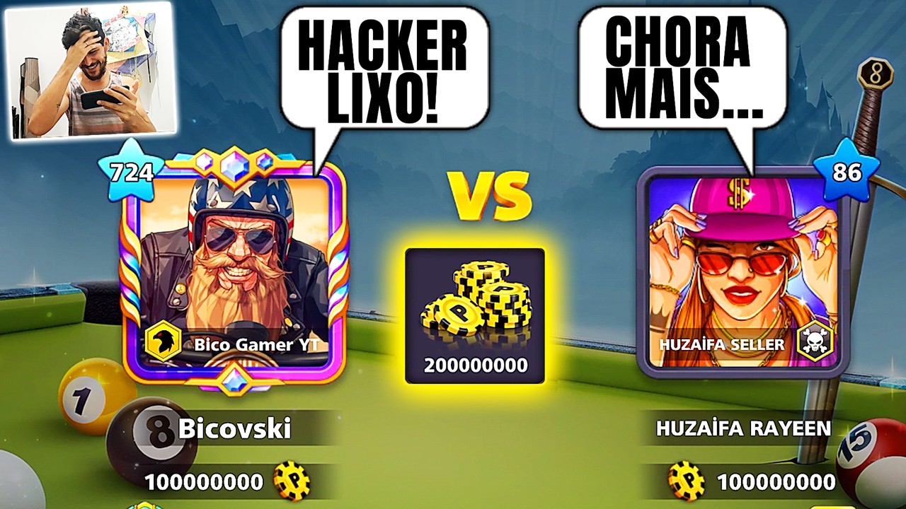HACKER DE 200M PASSOU VERGONHA NO 8 BALL POOL