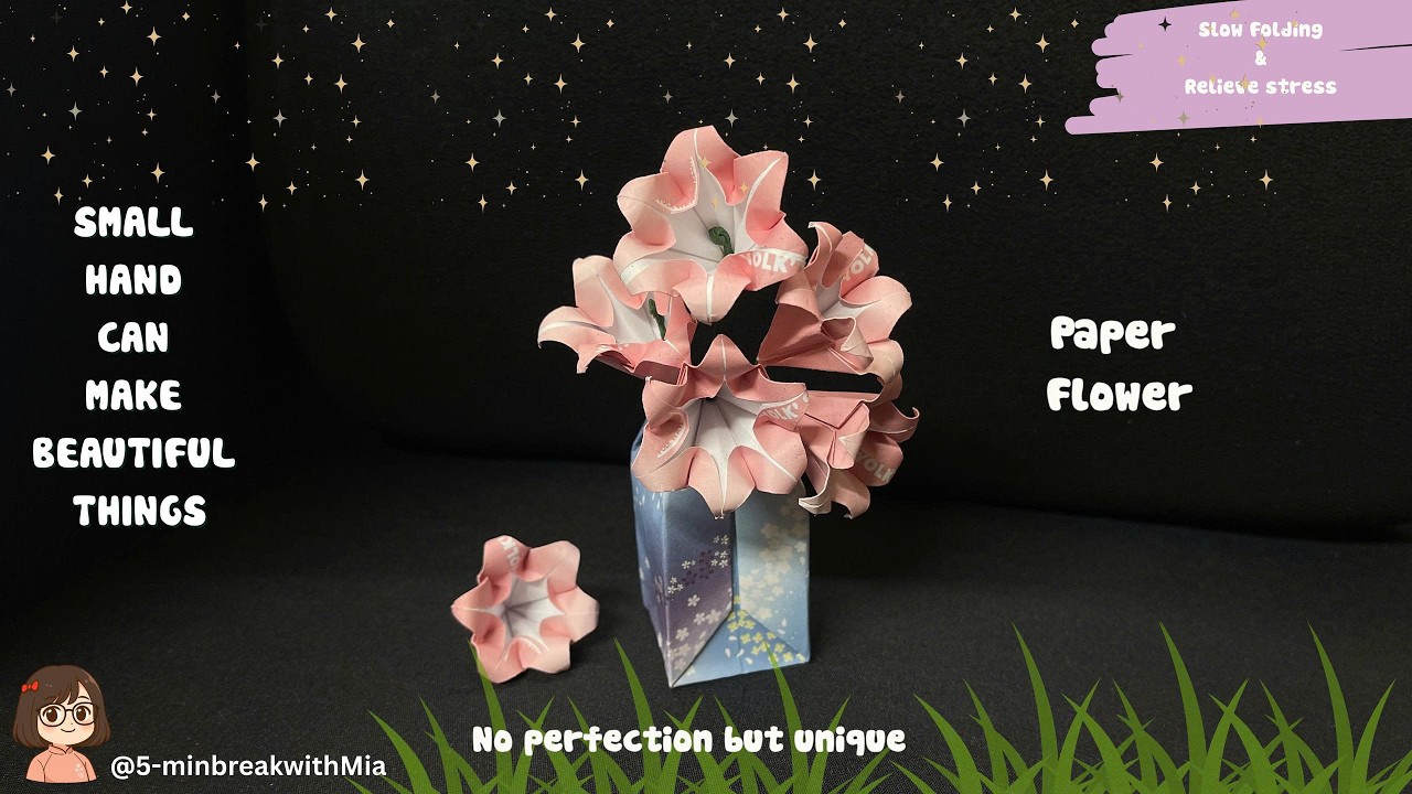 A Tiny Paper Flower for a Calm Desk 🌸 | A Gentle 5-Minute Break #5minbreakwithmia #papercraft