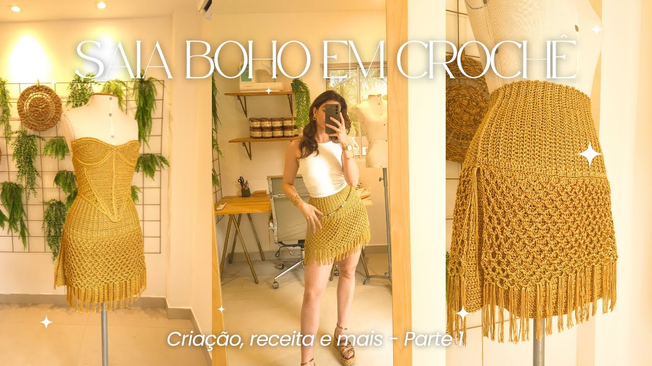 Saia boho de CROCHÊ - Passo a passo e receita completa