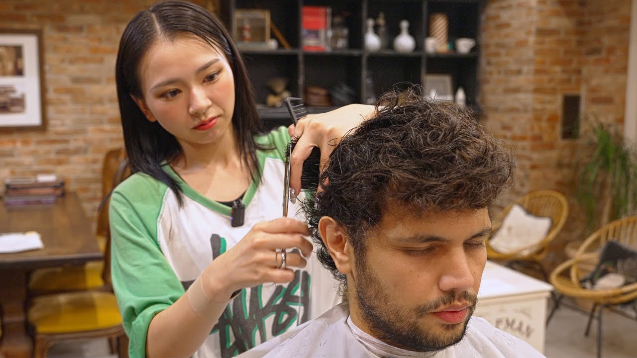 💈(ASMR) Japanese Female Barber Performs Luxurious Barbering Service at Premium Barbershop in Tokyo