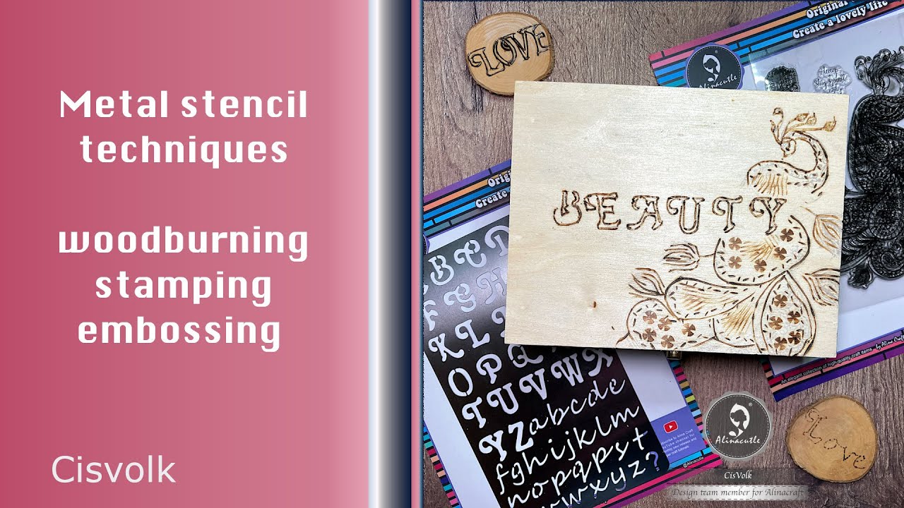 Metal stencil techniques for cardmaking and woodburning | @Alinacraft @AvecCreative