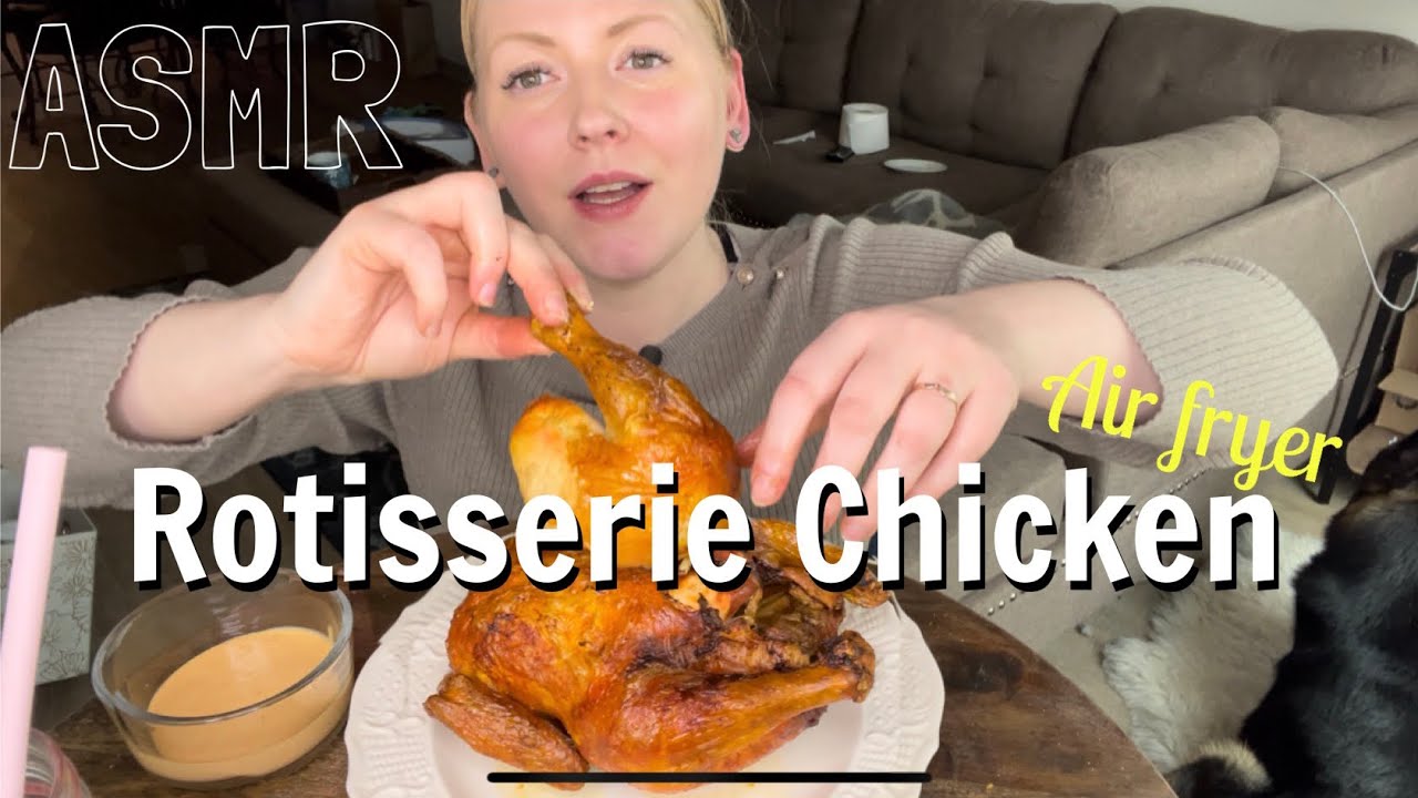 Air fryer ROTISSERIE WHOLE CHICKEN 🍗 ~ ASMR MUKBANG Relaxing Eating Sounds 먹방