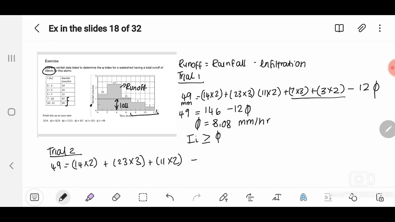 how to calculate Phi Index and Volume of Runoff :Francine (Fluids 3)