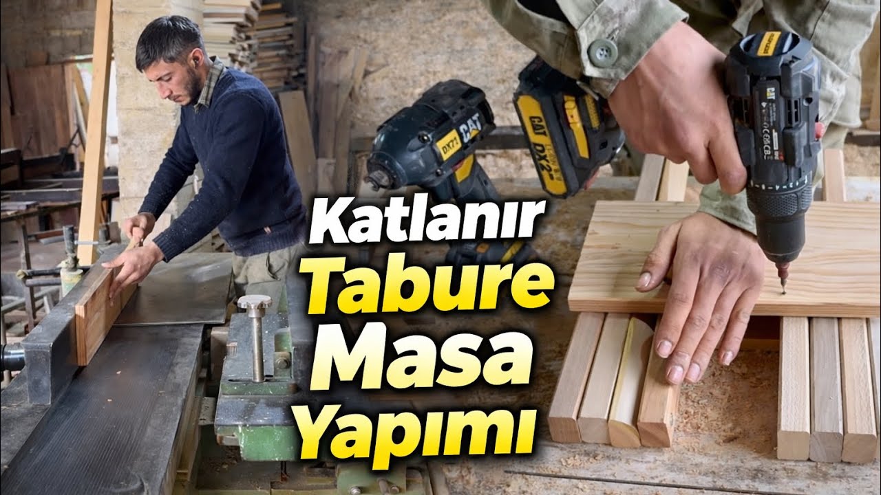 Arabada Yer Kaplamayan Katlanır Masa Tabure Yapımı-folding table stool construction