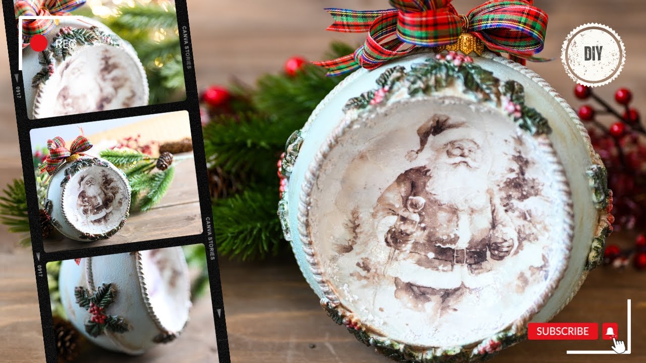 DIY ❄ Decoupage Christmas Concave Bauble | Transform It with Rice Paper!