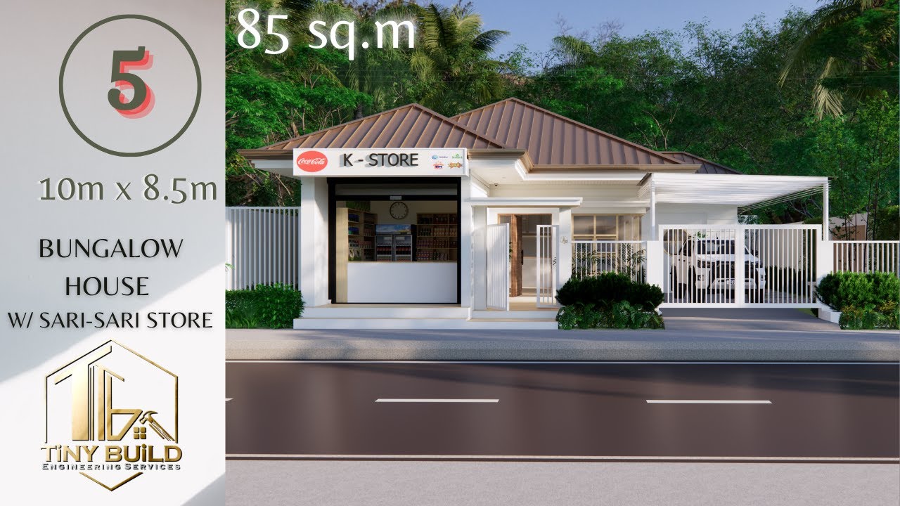 Bungalow House with Convenience Store | Small House 10 x 8.5 meters