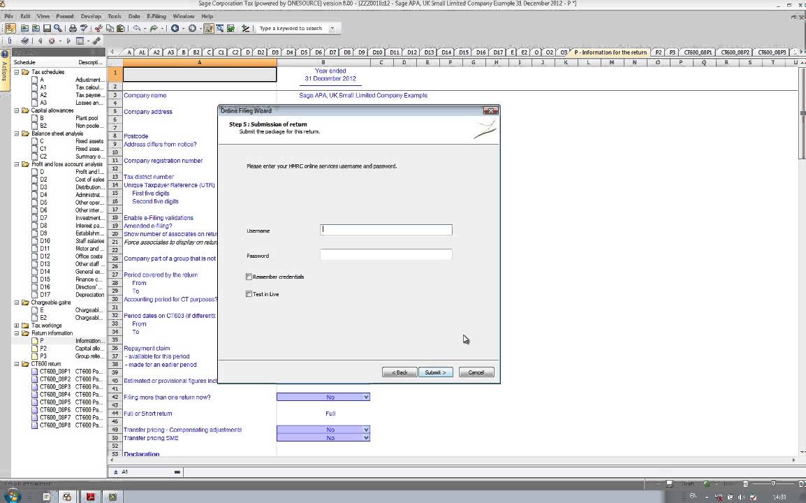 Sage Corporation Tax software demonstration