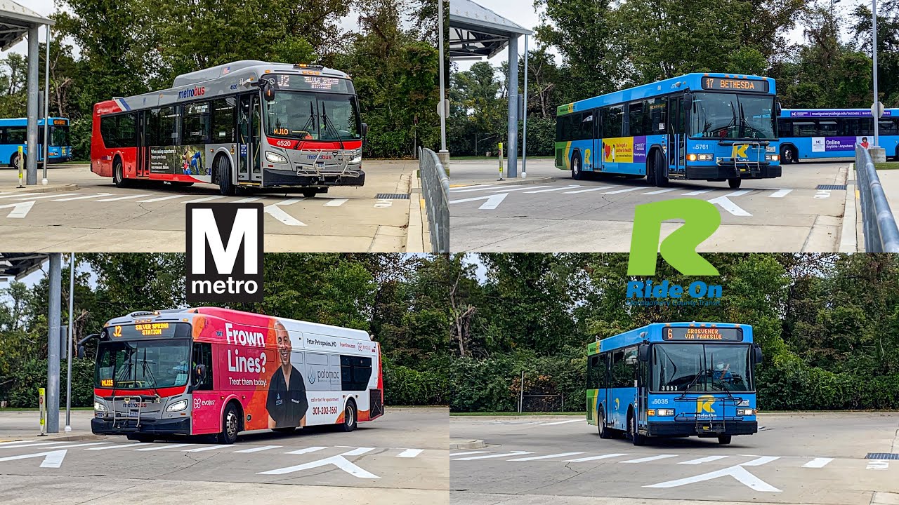 Montgomery County Transit Ride-On and WMATA Metrobus Compilation at Montgomery Mall