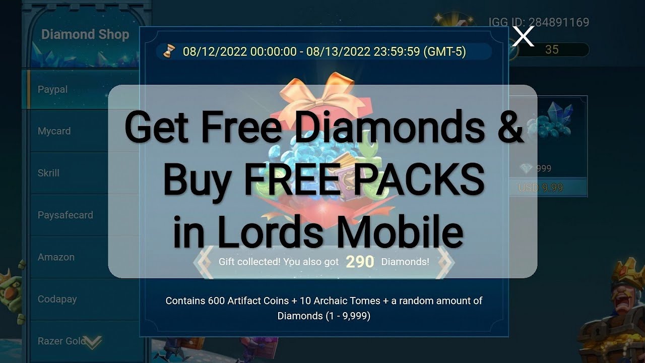 Get Free Diamonds and Buy Free Packs #lordsmobile
