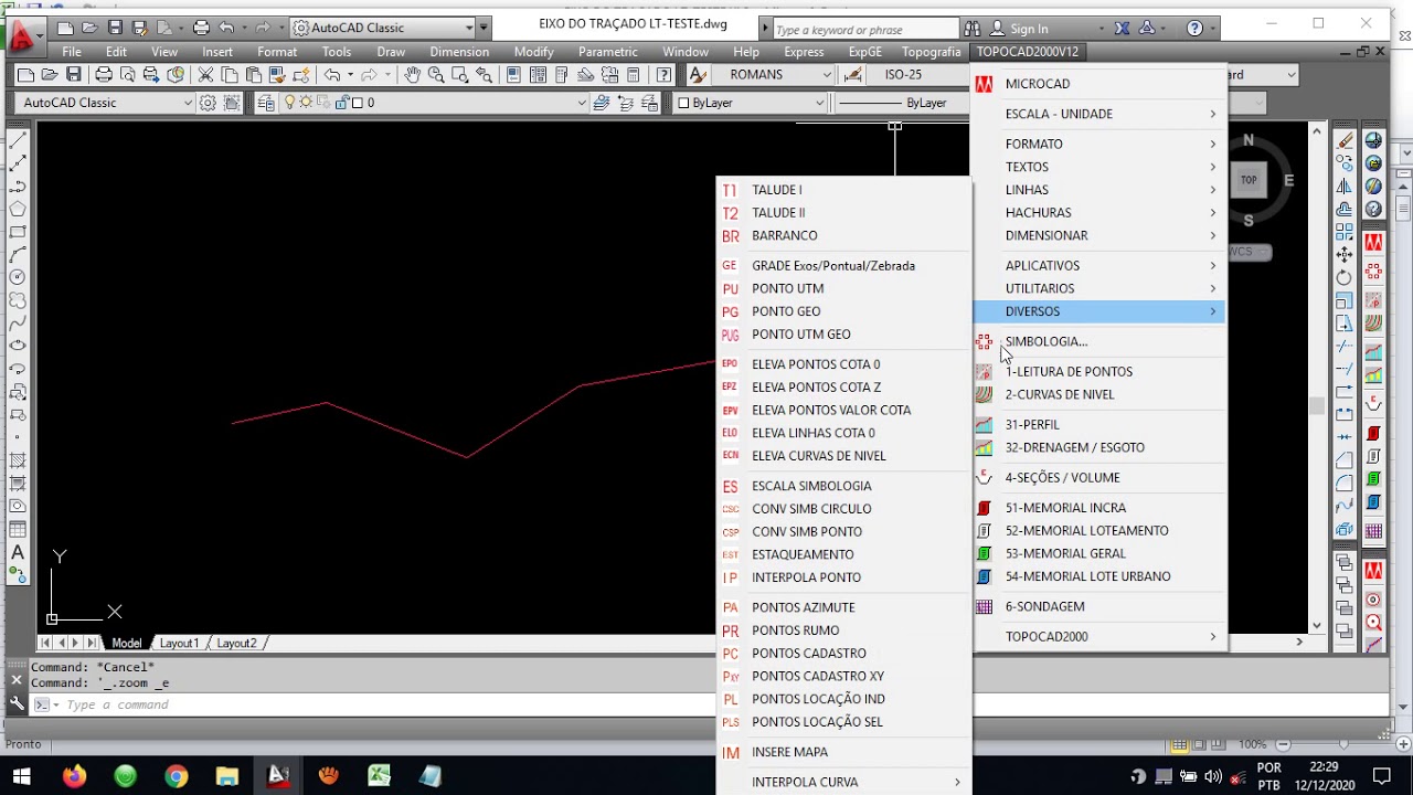 ESTAQUEAR POLILINHA NO AUTOCAD COM TOPOCAD2000