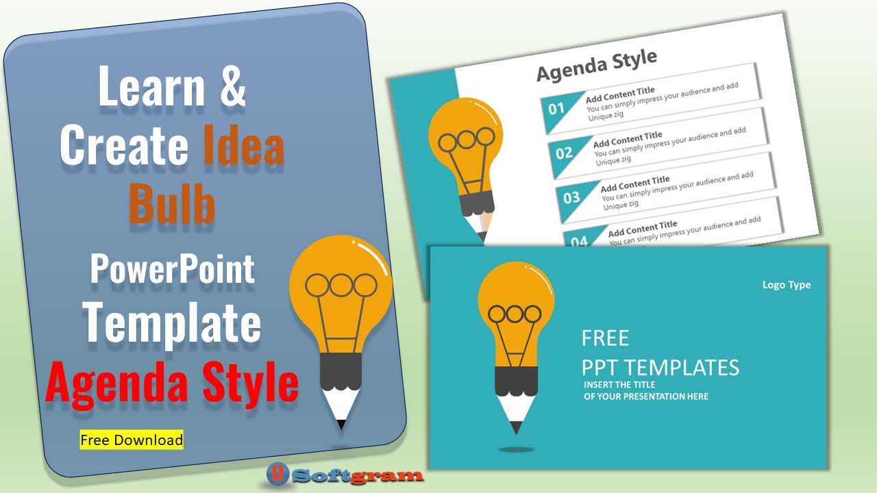 How to create Creative Idea Bulb Agenda Style Power point slides