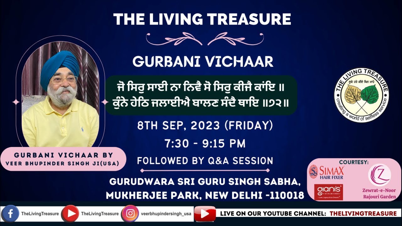 ਜੋ ਸਿਰੁ ਸਾਈ ਨਾ ਨਿਵੈ | Jo Siir Sai Na Nivey - Salok 72 | Q/A | Grd. Mukherji Park | 08 SEP 23