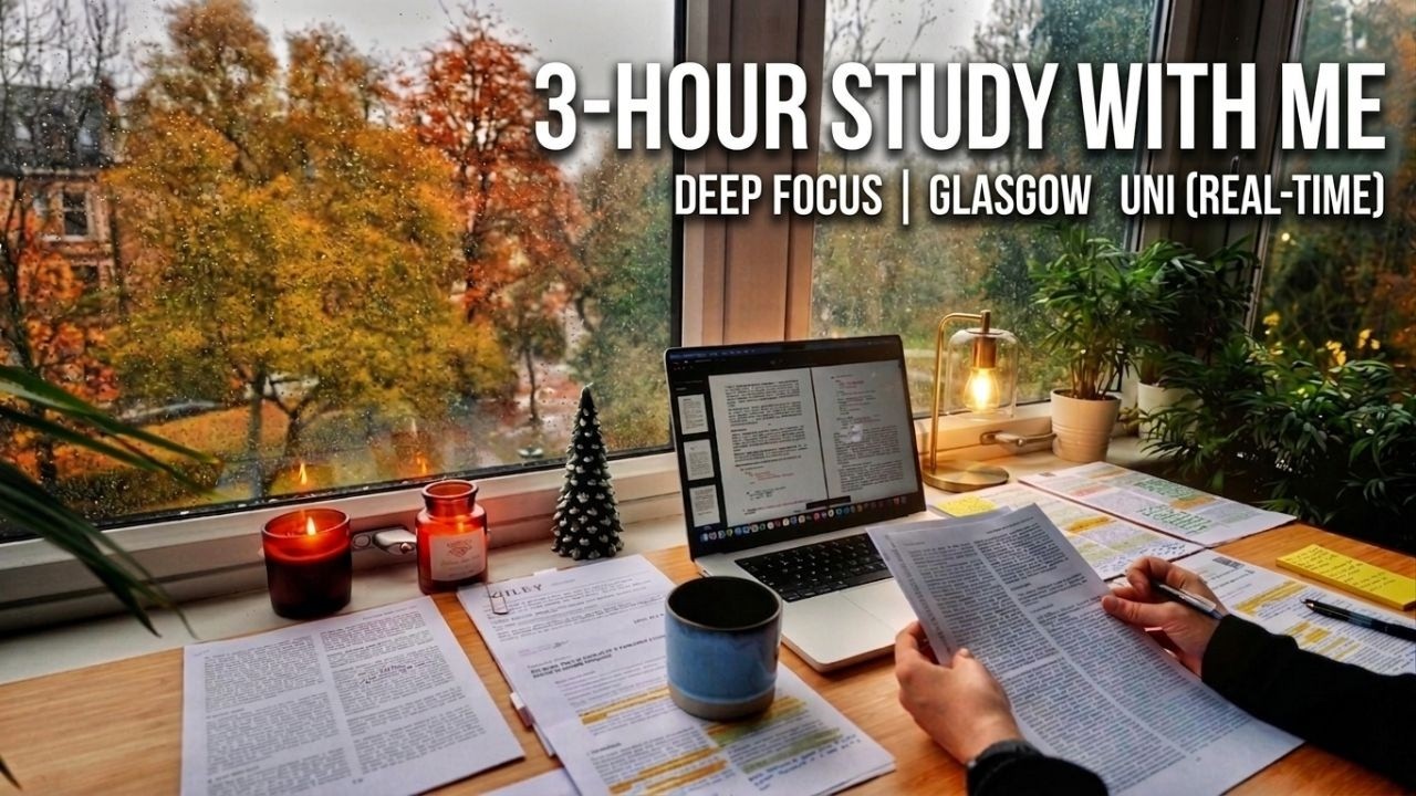 3 Hour Study With Me on a Rainy Day 🌧️ | Deep Focus, No Music, 10 Min Break, Real Sounds