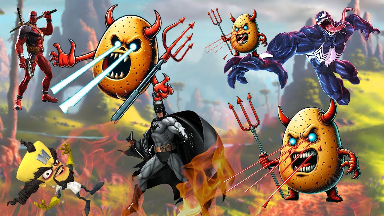 الابطال الخارقين بات مان و فينوم وديدبول يقضي على البطاطس الاشرار