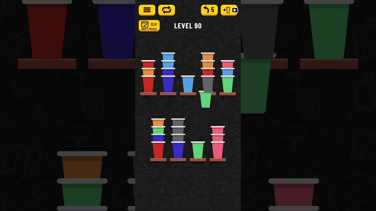 Cup sort puzzle - Gameplay - Level 90