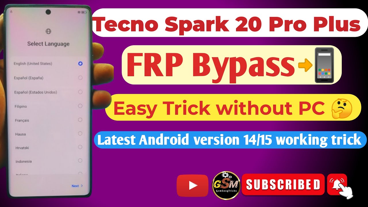 Tecno Spark 20 Pro Plus Frp Bypass 2025✅ | All Tecno infinix Frp bypass Android 14/15 Without Pc