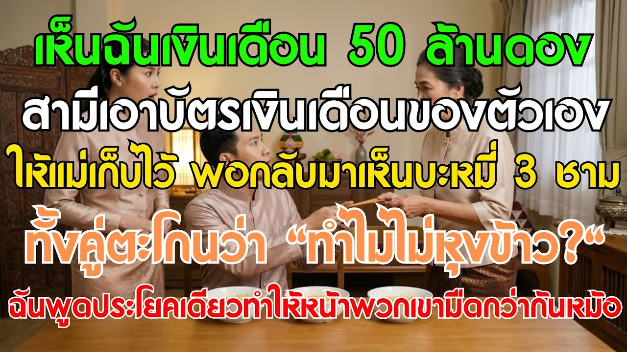 เห็นฉันเงินเดือน 50 ล้าน สามีให้บัตรเงินเดือนแม่ กลับมาเจอมาม่า 3 ชาม ทั้งคู่ช็อก