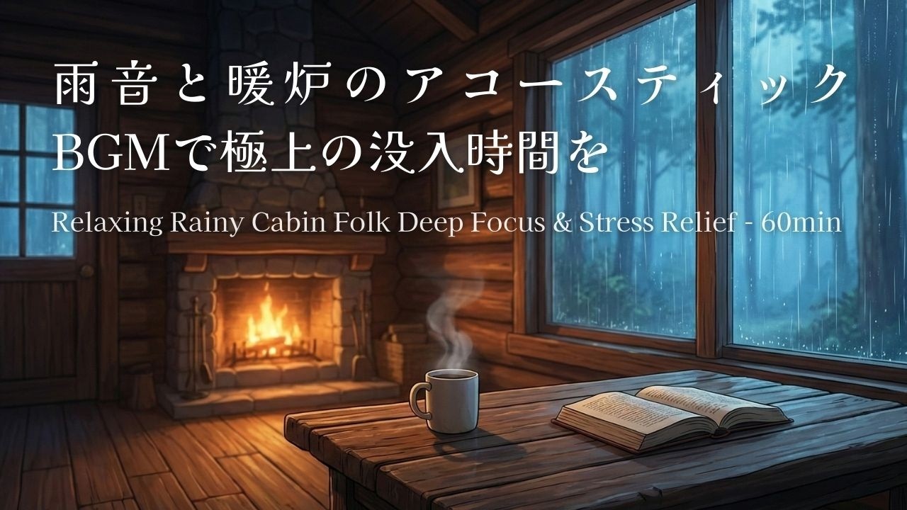 Relaxing Rainy Cabin Folk 🌧️ Deep Focus & Stress Relief | 雨音と暖炉のアコースティックBGMで極上の没入時間を