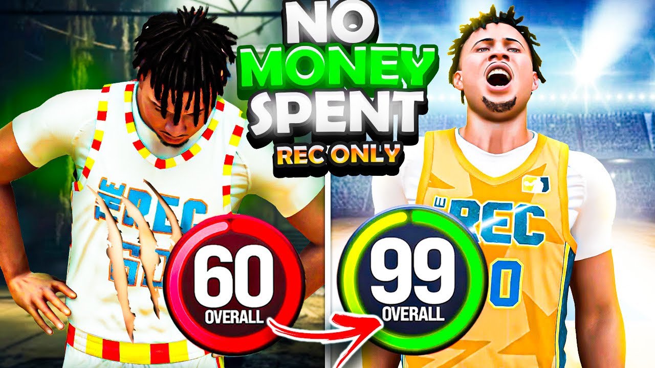 Going 60 to 99 Overall Playing ONLY REC in 1 Video (NBA 2k24 No Money Spent)