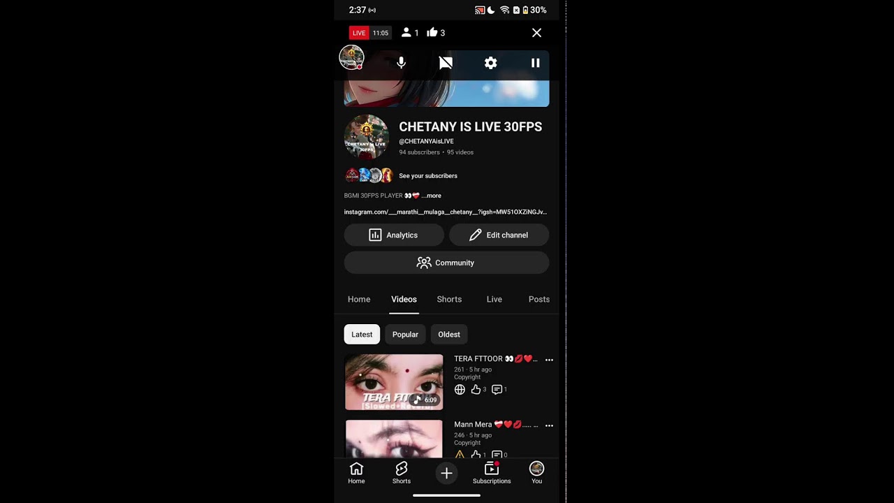 CHETANY IS LIVE 30Fps and back subscribe
