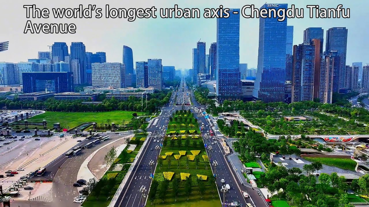Aerial China：Chengdu Tianfu Avenue, the longest urban axis in the world成都天府大道，全球最長的都市中軸線