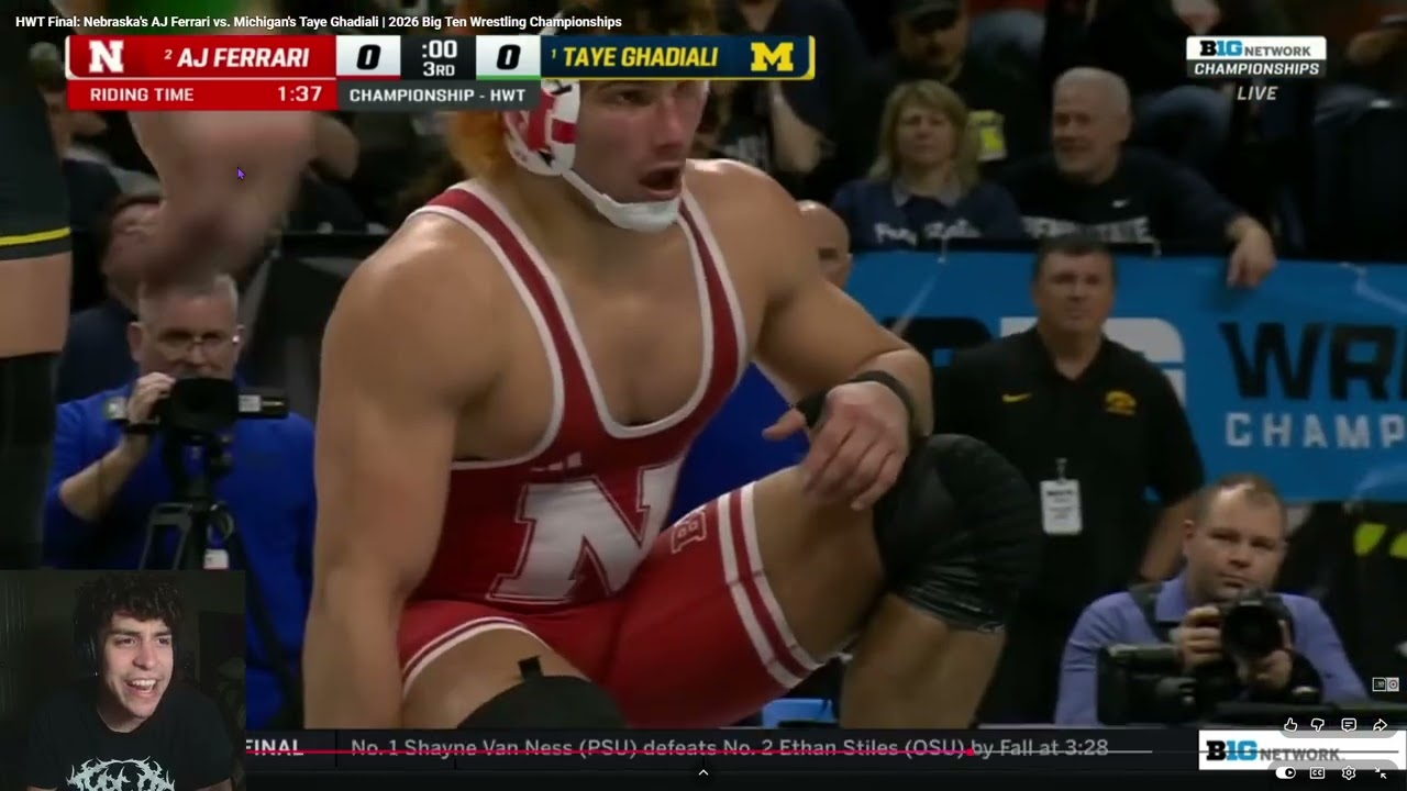 THANGOREACTS Nebraska's AJ Ferrari vs. Michigan's Taye Ghadiali Big Ten Wrestling Championships