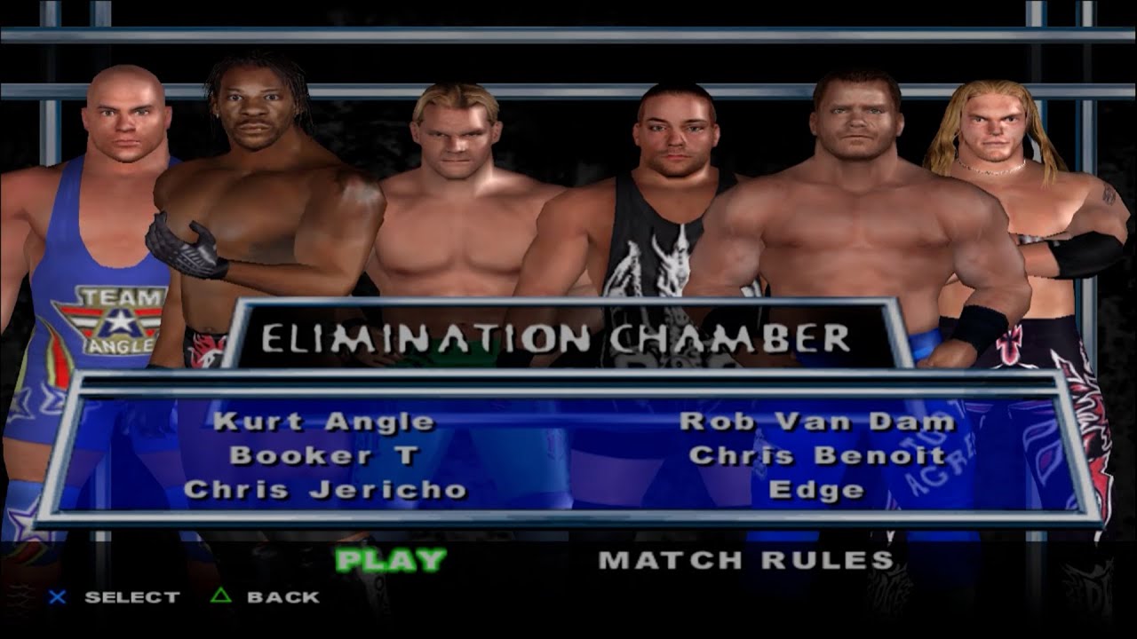 WWE SmackDown! HCTP - KurtAngle,BookerT,ChrisJericho,RVD,ChrisBenoit,Edge (ELIMINATION CHAMBER)