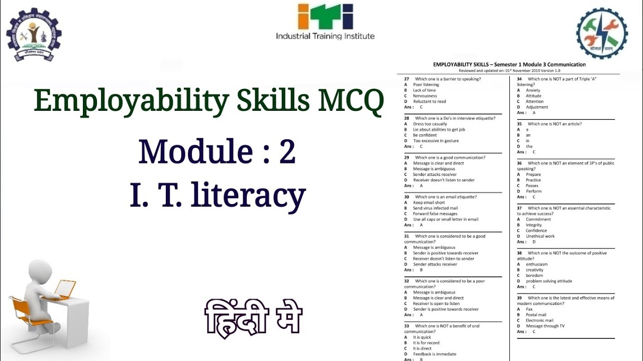 Employability skills mcq part 2 | iti employability skill objective | bharat skill nimi mcq, ES mcq