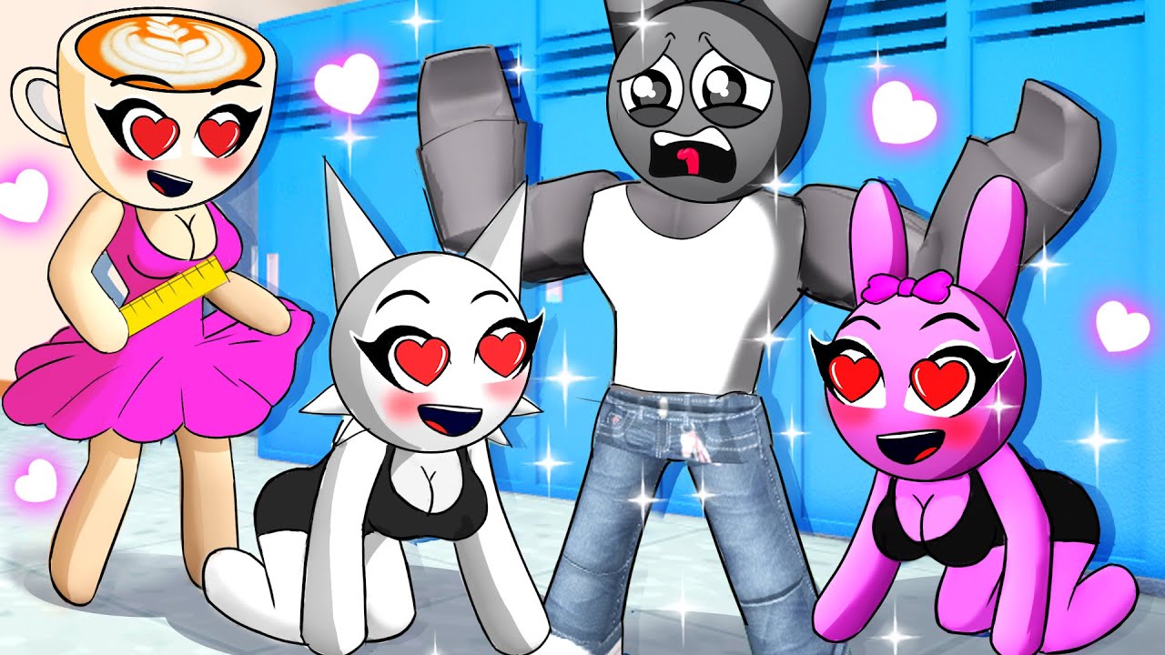 GRAY Became POPULAR IN GIRLS ONLY Party in Roblox | Berry Sprunki