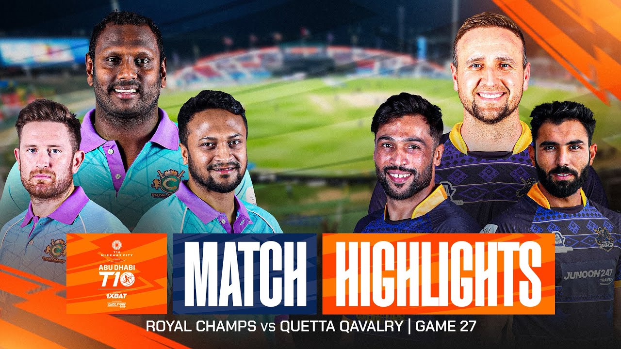 Лучшие моменты матча 27 T10 I в Абу-Даби 2025: Quetta Qavalry против Royal Champs | Сезон 9