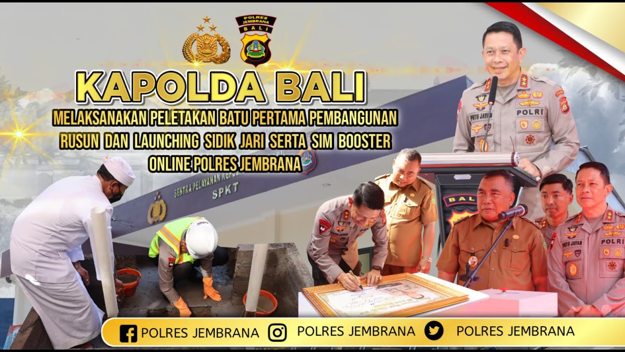 KAPOLDA BALI MELETAKAN BATU PEMBANGUNAN RUMAH SUSUN DAN LAUNCHING SIDIK JARI, SIM BOOSTER ONLINE