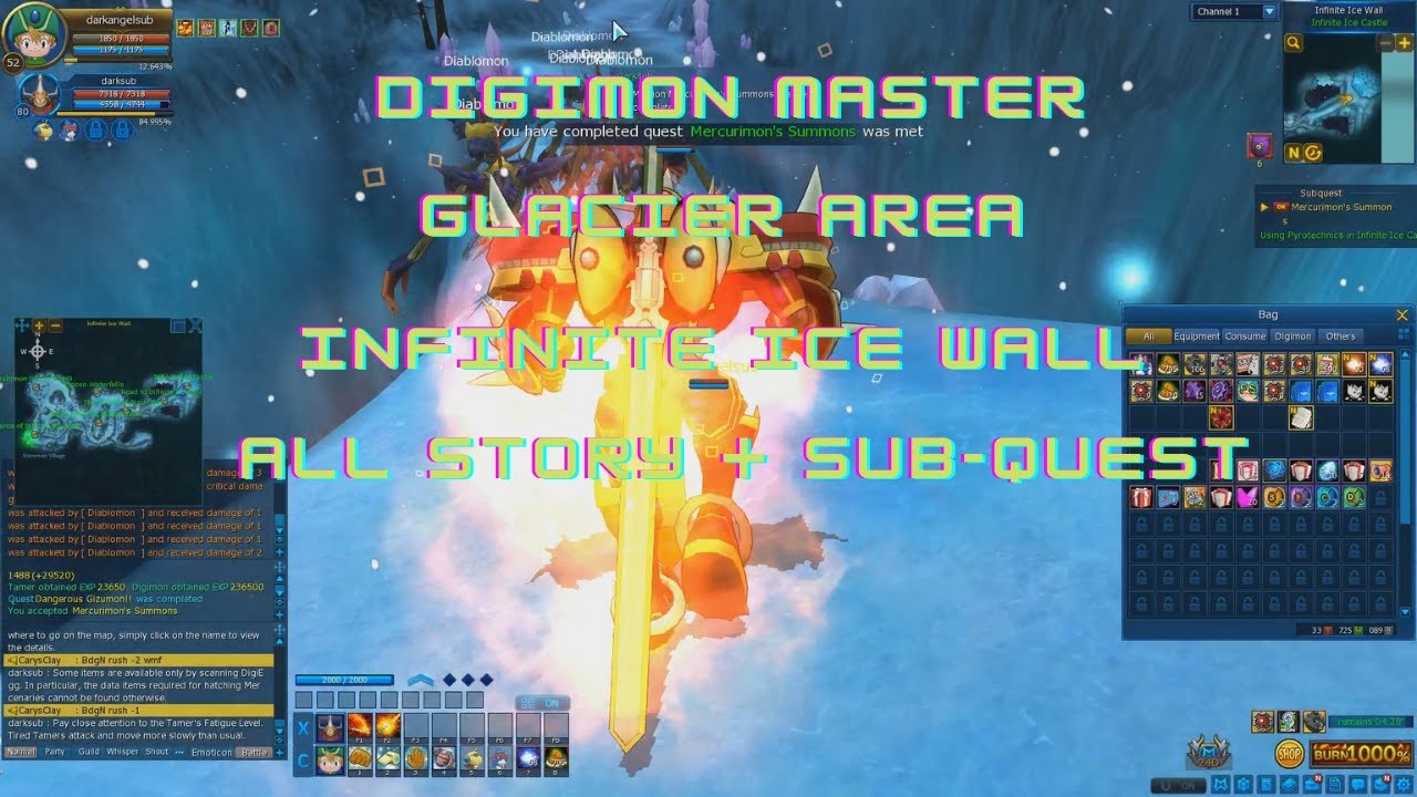 Digimon Masters Glacier Area Infinite Ice Wall All Story +  Sub-Quest