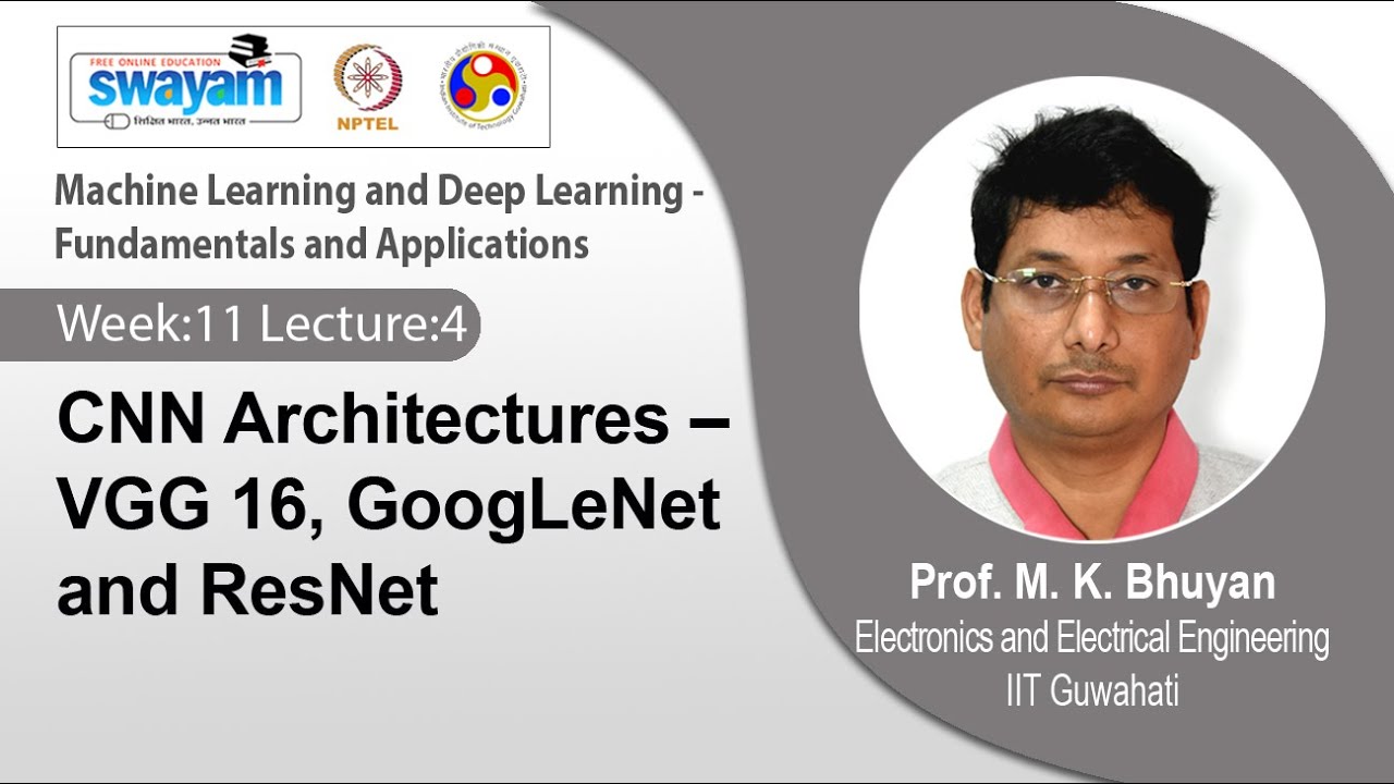 Lec 40: CNN Architectures – VGG 16, GoogLeNet and ResNet