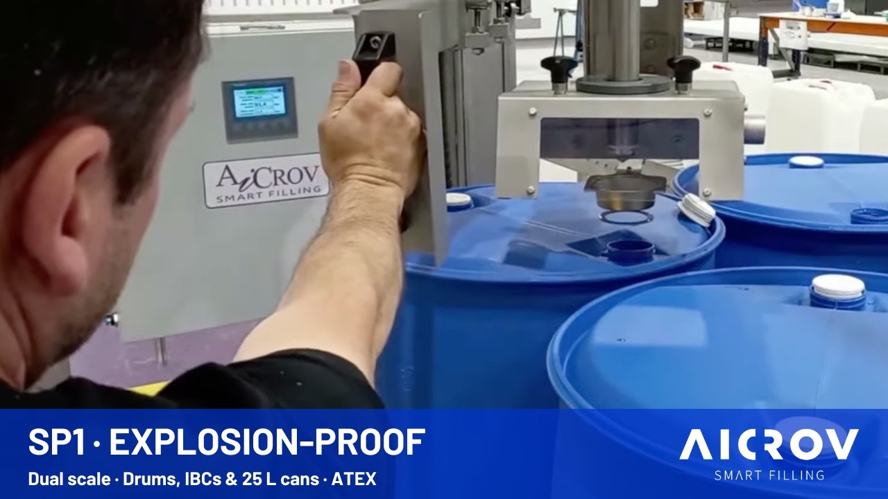 AiCROV – SP1 – Automatic Drum and IBC Filling Machine + addtional scale
