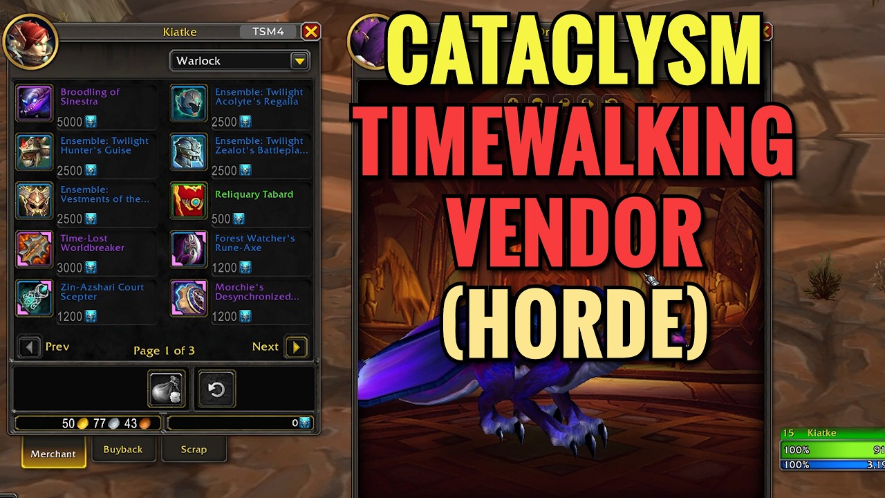 Cataclysm Timewalking Vendor Location (HORDE)