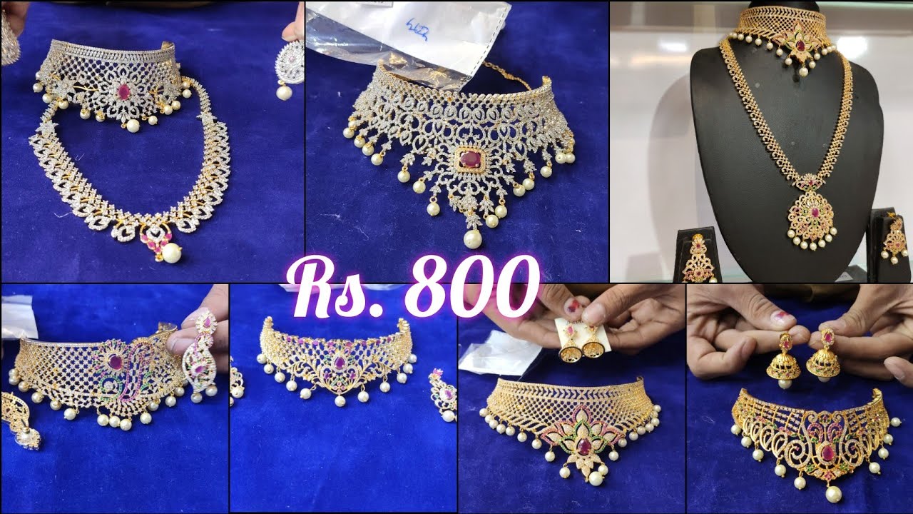 Begum Bazar wholesale & Retail jewellery  | courier available | 1gram gold C Z, Mat& Silver chokers