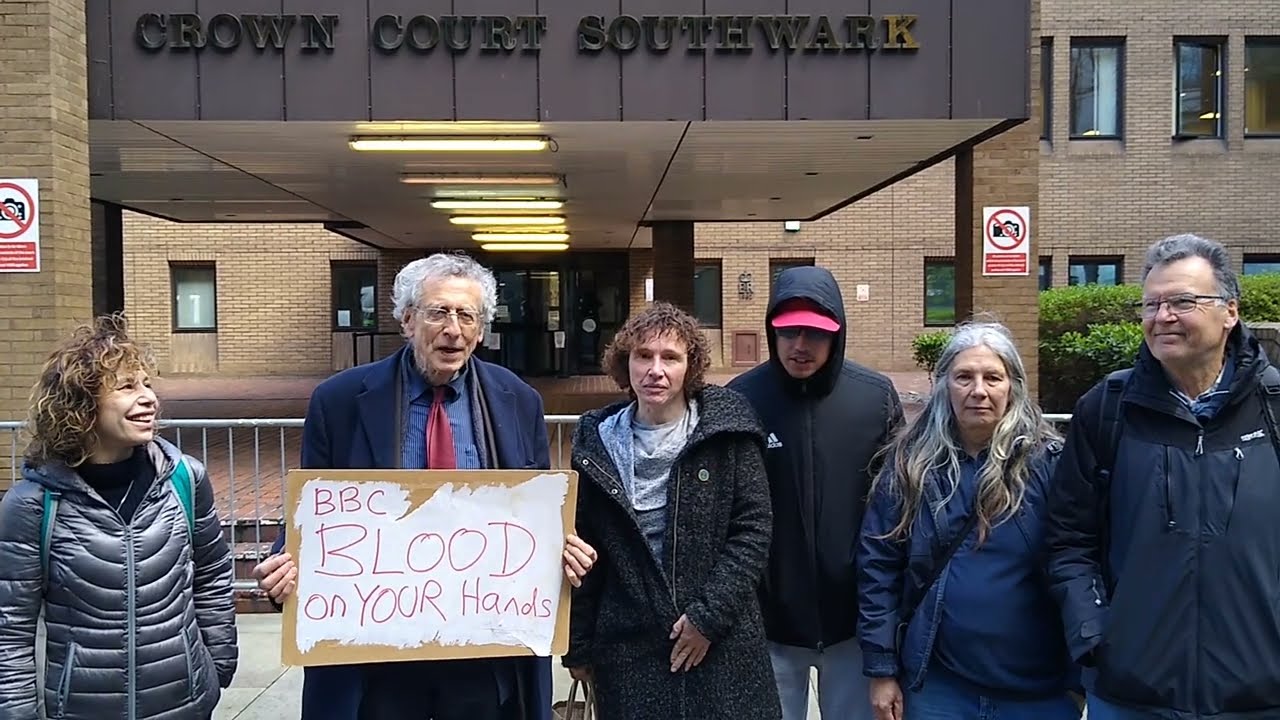 Piers Corbyn @ Southwark Crown Court before his plea of not guilty to assault charges outside BBC HQ