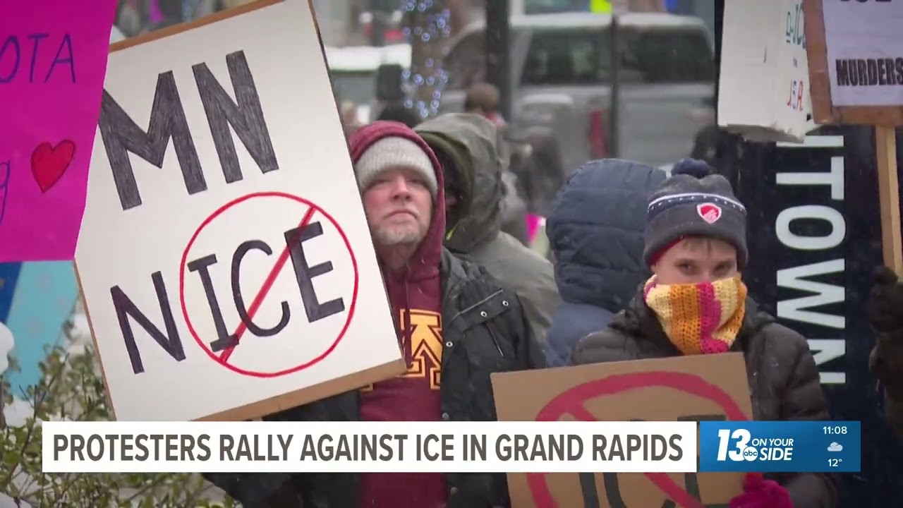 Hundreds Rally in Downtown Grand Rapids for Anti-ICE Protest